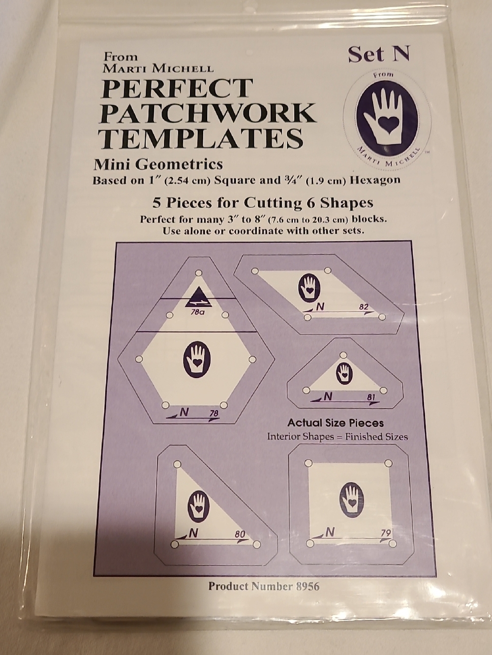 Perfect Patchwork Templates, Set N  Quilting, Sewing Mini Geometrics 8956
